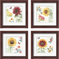 Framed 'Sunflower Splendor 4 Piece Framed Art Print Set' border=