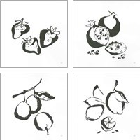 Framed 'Black & White Fruit 4 Piece Art Print Set' border=