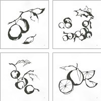 Framed 'Black & White Fruit 4 Piece Art Print Set' border=