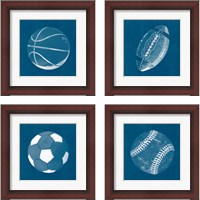 Framed 'Ball Four Blueprint 4 Piece Framed Art Print Set' border=