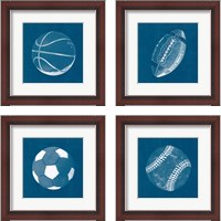 Framed 'Ball Four Blueprint 4 Piece Framed Art Print Set' border=