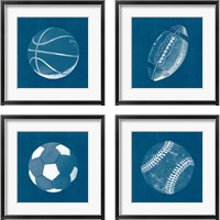 Framed 'Ball Four Blueprint 4 Piece Framed Art Print Set' border=