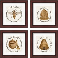 Framed 'Bee Hive 4 Piece Framed Art Print Set' border=