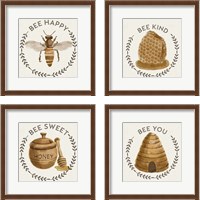 Framed 'Bee Hive 4 Piece Framed Art Print Set' border=