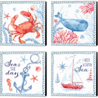 Framed 'Nautical Sea Life 4 Piece Canvas Print Set' border=