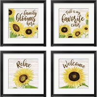 Framed 'Fall Sunflower Sentiment 4 Piece Framed Art Print Set' border=