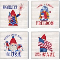 Framed 'Patriotic Gnomes 4 Piece Canvas Print Set' border=