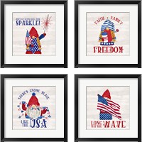 Framed 'Patriotic Gnomes 4 Piece Framed Art Print Set' border=