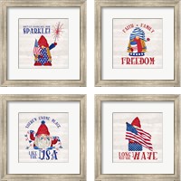 Framed 'Patriotic Gnomes 4 Piece Framed Art Print Set' border=