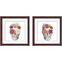 Framed 'Floral Skull 2 Piece Framed Art Print Set' border=