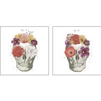 Framed 'Floral Skull 2 Piece Art Print Set' border=