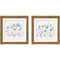 Framed 'Wildflowers Turquoise 2 Piece Framed Art Print Set' border=