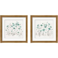 Framed 'Wildflowers Turquoise 2 Piece Framed Art Print Set' border=