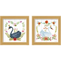 Framed 'Swan Love 2 Piece Framed Art Print Set' border=