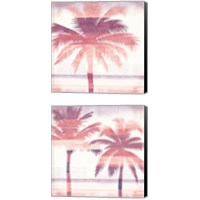 Framed 'Beachscape Palms Pink Purple 2 Piece Canvas Print Set' border=