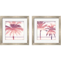 Framed 'Beachscape Palms Pink Purple 2 Piece Framed Art Print Set' border=