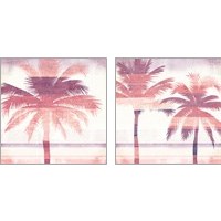 Framed 'Beachscape Palms Pink Purple 2 Piece Art Print Set' border=