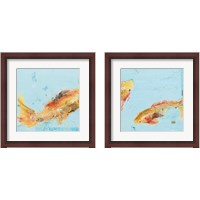 Framed 'Fish in the Sea Aqua 2 Piece Framed Art Print Set' border=