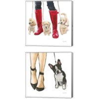 Framed 'Furry Fashion Friends 2 Piece Canvas Print Set' border=