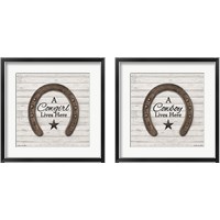 Framed 'Cowboy & Cowgirl 2 Piece Framed Art Print Set' border=