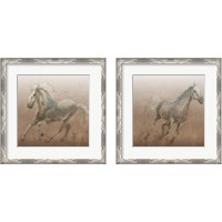 Framed 'Stallion on Leather 2 Piece Framed Art Print Set' border=