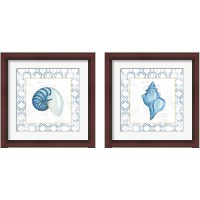 Framed 'Navy Shell on Newsprint with Gold 2 Piece Framed Art Print Set' border=