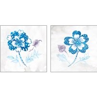 Framed 'Eastern Boho Peacock Blue 2 Piece Art Print Set' border=