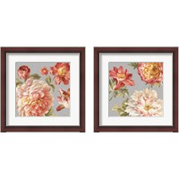 Framed 'Mixed Floral Crop Gray  2 Piece Framed Art Print Set' border=