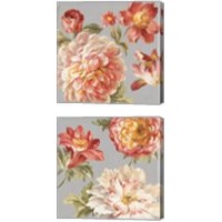 Framed 'Mixed Floral Crop Gray  2 Piece Canvas Print Set' border=