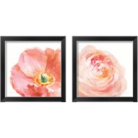 Framed 'Garden Flowers on White Crop 2 Piece Framed Art Print Set' border=