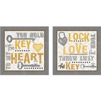 Framed 'Lock Your Love 2 Piece Art Print Set' border=