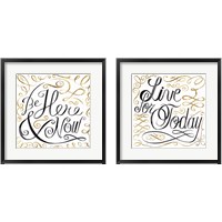 Framed 'Black & Gold Inspirational 2 Piece Framed Art Print Set' border=