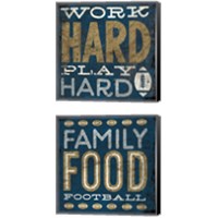 Framed 'Football Blue 2 Piece Canvas Print Set' border=