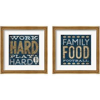 Framed 'Football Blue 2 Piece Framed Art Print Set' border=