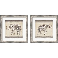 Framed 'Boho Elephant Neutral 2 Piece Framed Art Print Set' border=