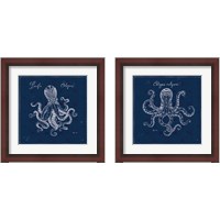 Framed 'Underwater Life Navy 2 Piece Framed Art Print Set' border=