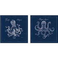 Framed 'Underwater Life Navy 2 Piece Art Print Set' border=