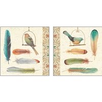 Framed 'Feather Tales 2 Piece Art Print Set' border=