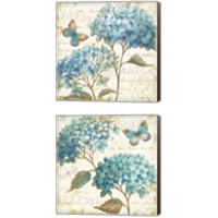 Framed 'Blue Garden 2 Piece Canvas Print Set' border=