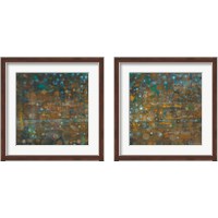 Framed 'Blue and Bronze Dots 2 Piece Framed Art Print Set' border=