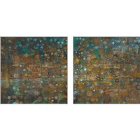 Framed 'Blue and Bronze Dots 2 Piece Art Print Set' border=