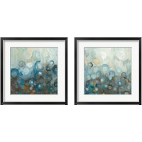 Framed 'Blue and Bronze Dots 2 Piece Framed Art Print Set' border=