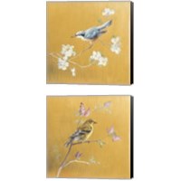 Framed 'Bird on Gold 2 Piece Canvas Print Set' border=