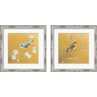 Framed 'Bird on Gold 2 Piece Framed Art Print Set' border=