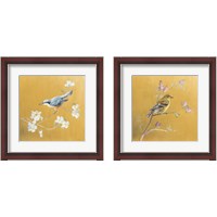 Framed 'Bird on Gold 2 Piece Framed Art Print Set' border=