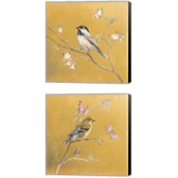 Framed 'Bird on Gold 2 Piece Canvas Print Set' border=