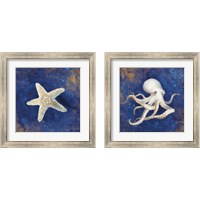 Framed 'Treasures from the Sea Indigo 2 Piece Framed Art Print Set' border=
