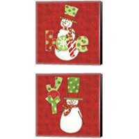 Framed 'Winter Wonderland Snowmen 2 Piece Canvas Print Set' border=