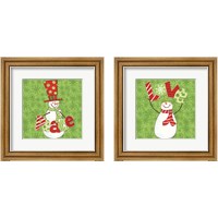 Framed 'Winter Wonderland Snowmen 2 Piece Framed Art Print Set' border=