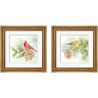 Framed 'Winter Birds  2 Piece Framed Art Print Set' border=